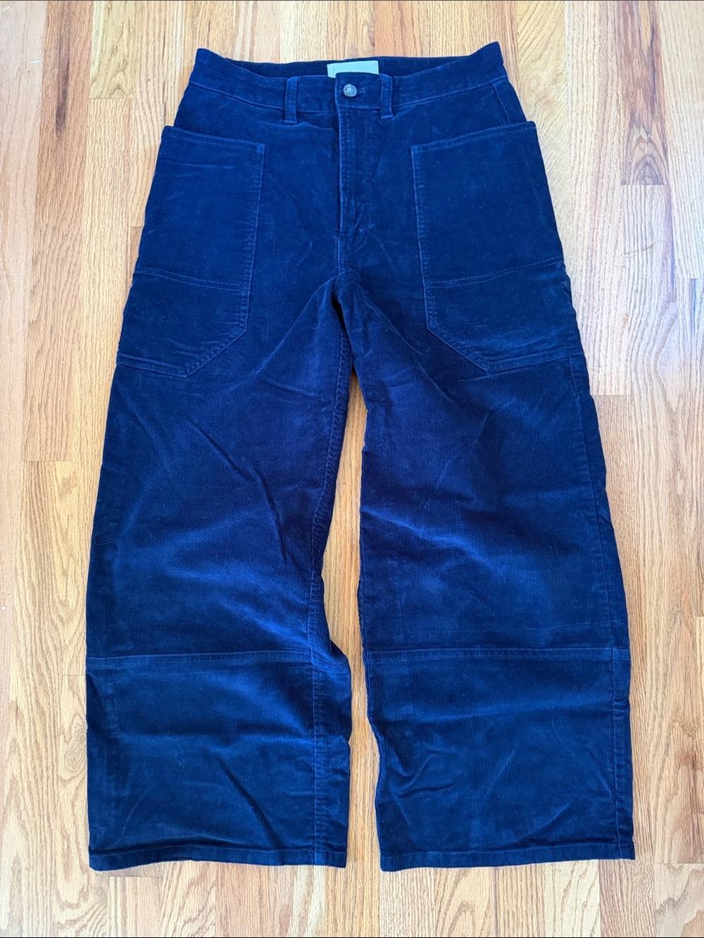 Everlane Gardner Dark Navy 6 Corduroy cropped Work Pant Large pockets wide leg